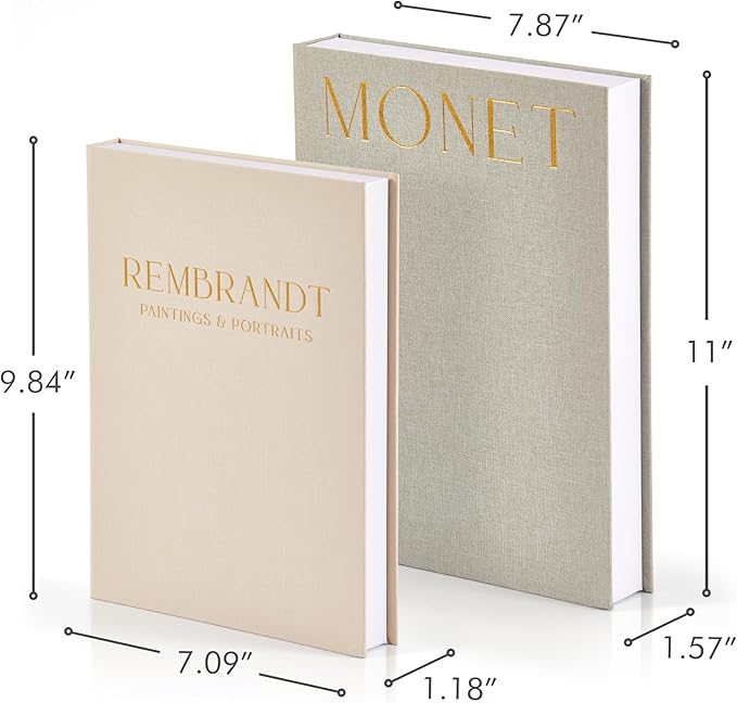 Beautiful Decorative Books - Set of 2 Linen Boxes Enhance Your Coffee Table, Bookshelf or Mantel Decor - Aesthetic Fake/Faux Books for Modern Home Decoration, Photo Storage and as a Keepsake Box