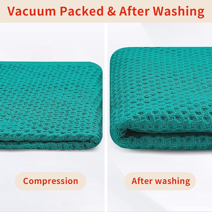 Homaxy 100% Cotton Waffle Weave Kitchen Dish Cloths, Ultra Soft Absorbent Quick Drying Dish Towels, 12 x 12 Inches, 24-Pack, Teal