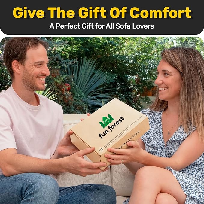 FUN FOREST Bamboo Couch Holder - Non-Slip Furniture Protector, Sofa Armrest Table for Mugs & Tumblers – Weighted 16” Large Black Bamboo Holder for Recliners and Loveseats