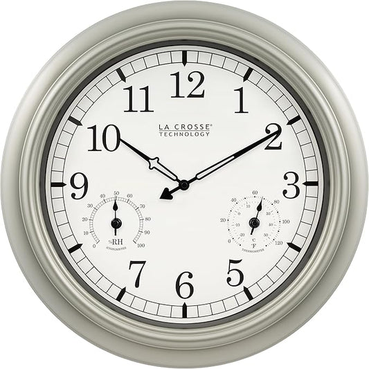 La Crosse Technology WT-3181PL-Q Quartz Time Analog Indoor/Outdoor Wall Clock, 18"
