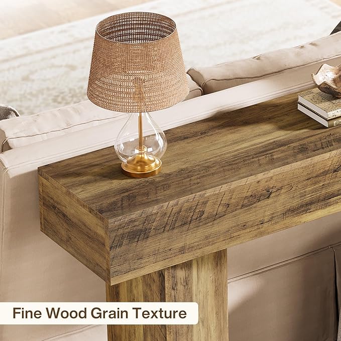 Tribesigns 1 Console Table Console Table for Entryway MDF Farmhouse Rustic Brown Narrow Wooden 63-inch Entryway Sofa Long Couch Foyer Hallway Living Room Wood -Brown 13.78" D x 62.99" W x 33.46" H