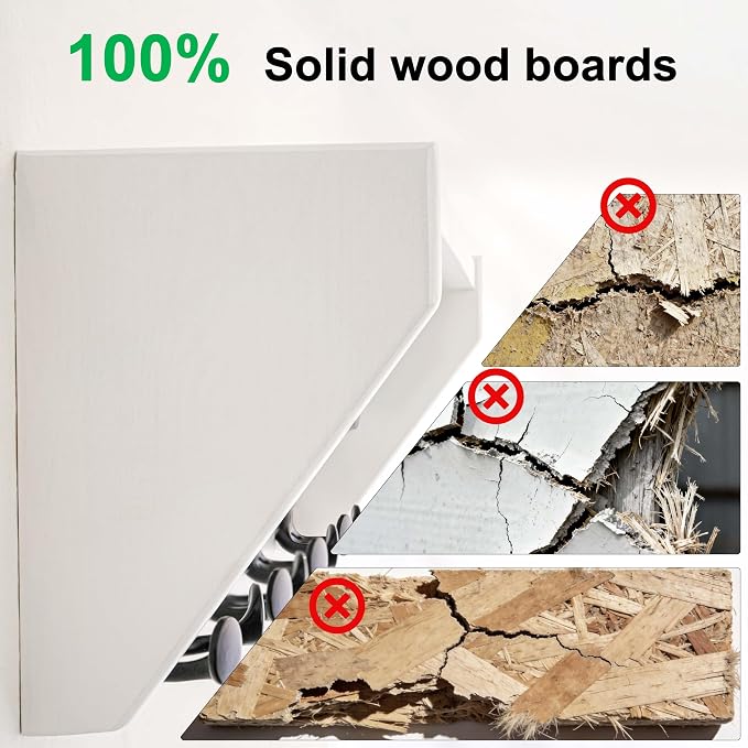 SKOLOO Wall Shelf with Hooks, 35-Inch White Coat Rack Wall Mount with Shelf Organizer - Lightweight & Sturdy, 5 Tri Hooks - Perfect for Entryway, Hallway, Living Room, Bedroom, Mudroom