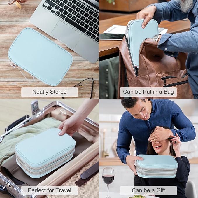 FYY Electronic Organizer, Large Travel Cable Organizer Bag Pouch Electronic Accessories Carry Case Portable Waterproof Double Layers All-in-One Storage Bag for Cable, Cord, Charger, Mint Green