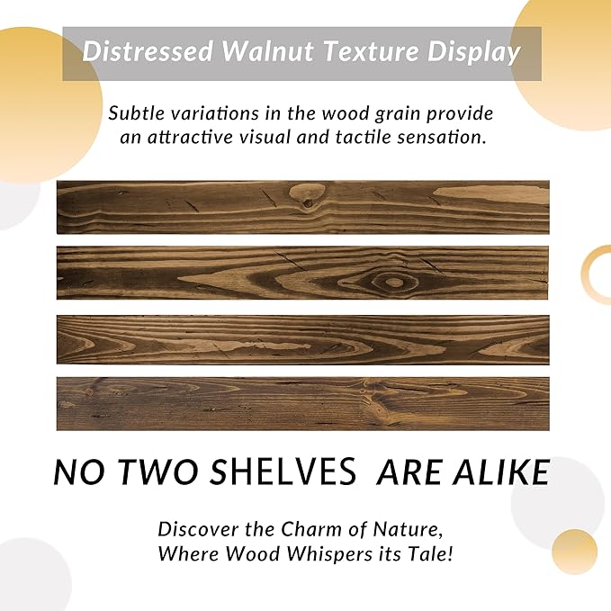 Floating Shelves 48 inch Long 8 "deep Set of 2, Heavy Duty Wood Wall Mounted Shelves for Bathroom Living Room Kitchen,Book Shelves with Thickened Hidden Bracket-Distressed Walnut