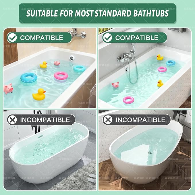 Bathtub splash guard for tub kids& Bath Shelf for Kids – Toddler Bath Tray, Bath Toys Storage & Ledge Organizer – Splash Guard for Bathtub with Suction Cups – Kids Bathroom Accessories(2.6FT, Grey)