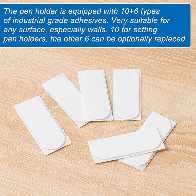 10 Pack Adhesive Pencil Holders for Desk,Silicone Flexible Pen Holder for Wall, Office, School,Home,Classroom Must Haves,Teacher Essentials Accessories,Desk Organizer,Art Supply,Small Gift (10, Black)