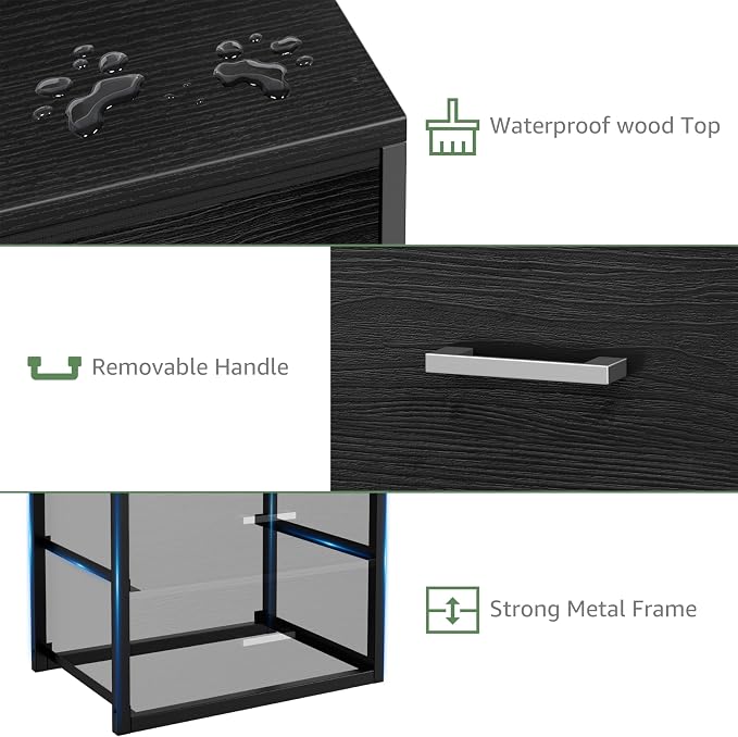 BOLUO Stackable Storage Drawers Closet Organizers and Storage Fabric Black 2 Drawer Dresser for Bedroom 2 Packs Modern