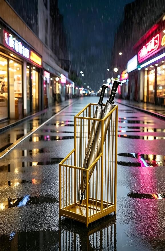 Elegant Metal Umbrella Storage Stand Rack Waterproof Entryway with Decorative, Durable Home & Hotel Entryway, Modern Home Decor, Office Entrance Stylish (Yellow)