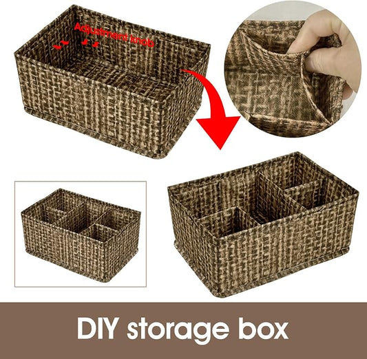 Cosmetic Storage Bins Makeup Organizer, Adjustable Multifunction Storage Box Desk Drawer Divider for Makeup Brushes, Bathroom Countertop or Dresser, Set of 4