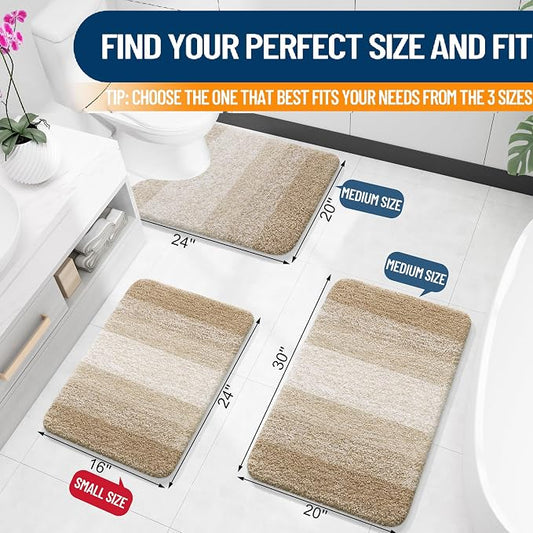 OLANLY Large Bathroom Rugs Mat 50x30, Extra Soft Absorbent Microfiber Bath Rugs, Rubber Backing, Quick Dry, Machine Washable Bath Mats for Bathroom Floor, Tub and Shower, Home Decor Accessories, Tan