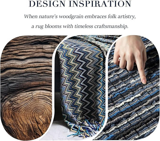 Kitchen Rugs Sets of 2-Non Slip Kitchen Mats for Floor-Thick Stain Resistant Vintage Kitchen Floor Mat Runner Carpet for Hallways Entryway Laundry Room Washable(Navy Blue 20"x47"+20"x32")