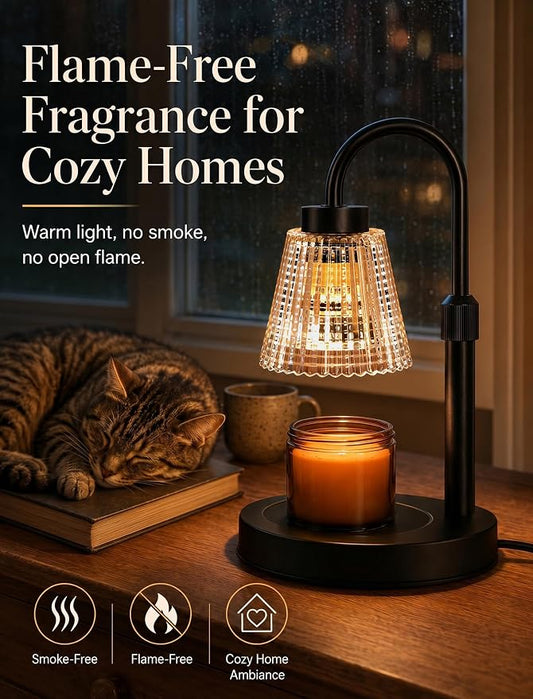 Girece Candle Warmer Lamp with Timer and Dimmer, Adjustable Height Electric Candle Warmer for Jar Candles, 2 Bulbs, Birthday Gifts for Women, Modern Home Decor Housewarming Gifts New Home
