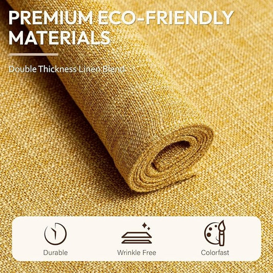 Blue Forest Placemats Set of 4, Dual-Layered Thickened Faux Linen Cloth Place Mats Heat Resistant Machine Washable Wrinkle Free Table Mats Indoor/Outdoor (Yellow)