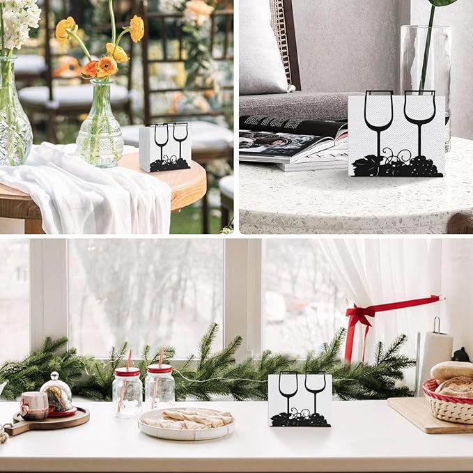 Black Napkin Holder for Table – Modern Metal Napkin Holders for Paper Napkins, Sturdy Black Tabletop Napkin Organizer for Kitchen, Dining Room, Countertop & Restaurants-5 x 4.84 x 2.32 inches