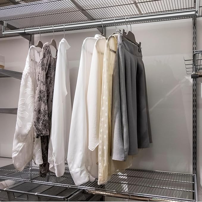 Threehoney Expandable Closet Rod for Wire Shelf Hanging Clothes Adjustable Heavy Duty Closet Hanging Rod Extender Heavy Duty Hanger Bar Metal Poles for Wardrobes Hanger, 1 Pack(36-60 Inch,Silver)