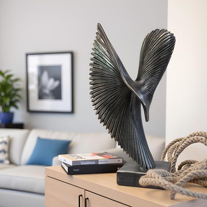 Modern Abstract Eagle Decorative Sculpture, Dining Living Room Desk Decor,Geometric Home Decor Statues,Shelf Top Decor Aesthetics, Coffee Tables or Office Shelves(Bronze Colored)