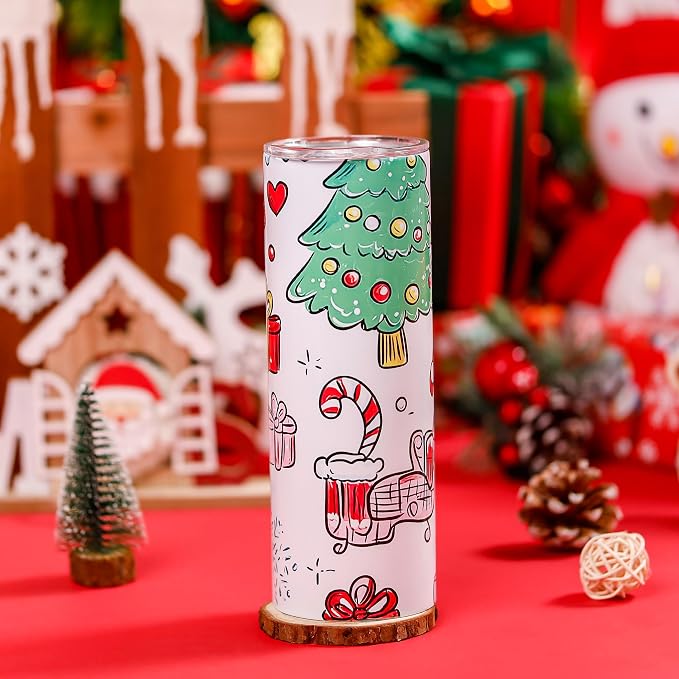 Joyclub Sublimation Tumblers Blanks 20 oz Skinny Straight Tumblers Bulk Stainless Steel Insulated Sublimation Cups with Lids and Straw, Gift Box