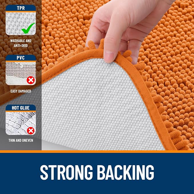 OLANLY Bathroom Rugs 34x21, Extra Soft Absorbent Chenille Bath Rugs, Rubber Backing Quick Dry, Machine Washable Bath Mats for Bathroom Floor, Tub and Shower, Home Decor Accessories, Clay