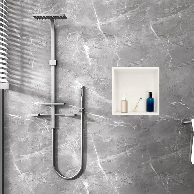 SaniteModar Shower Niche, Stainless Steel Shower Niche 12" X 12" No Tile Needed, Recessed for Bathroom Storage, Warm White (Warm White, 12x12)
