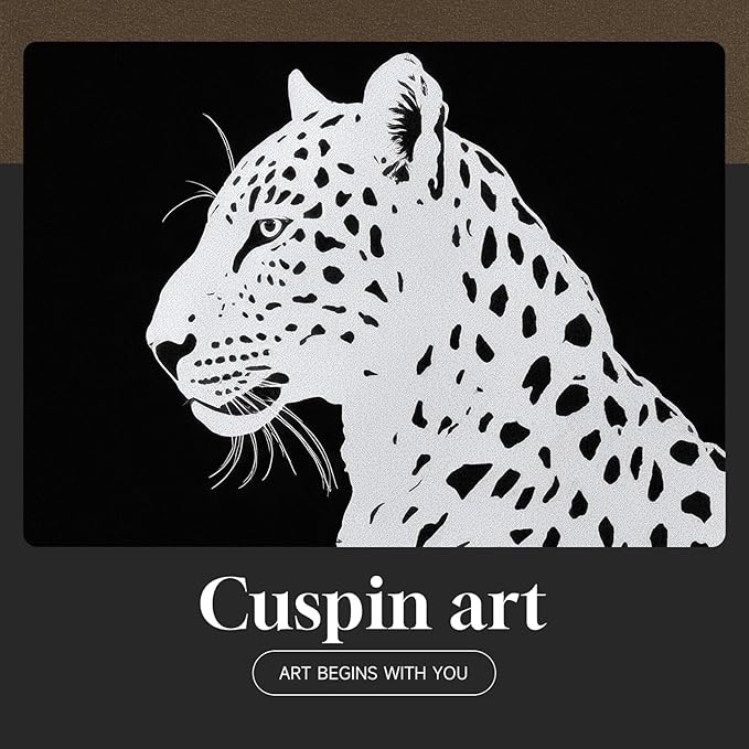 Framed Black and White Wall Art, Large Modern Minimalist Animal Portrait Prints Paintings Artwork for Walls, Elegant Leopard Pictures for Living Room Dining Bedroom Hallway Office Home Decor 24x36In