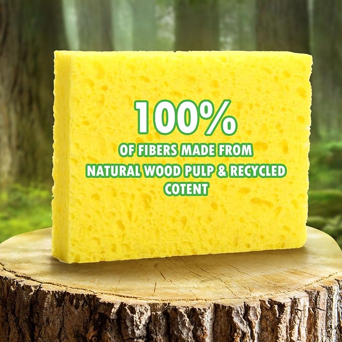 Compressed Natural Cellulose Sponges 24 Pack Regular Size Multicolor Soft Reusable Non-Scratch Long-Lasting Basics Dish Washing Sponges for Kitchen Cookware and Bathroom, DIY Cuts-Out for Fun
