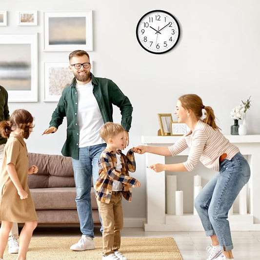 Lumuasky Wall Clock Silent Non-Ticking 12 Inch Quartz Battery Operated Round Analog Wall Clock with Easy to Read Large Numbers for Classroom,School, Office, Living Room, Bedroom,Kitchen