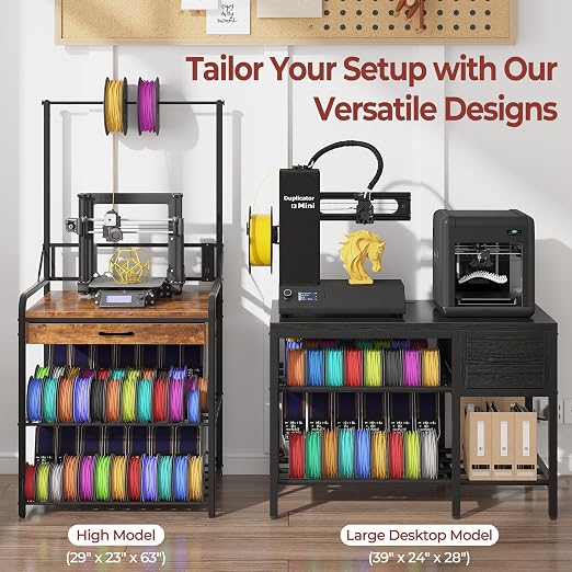 3D Printer Stand with Filament Storage – Heavy Duty Metal 3D Printer Table with Drawer and Power Hub for Workshop, Studio, and Office