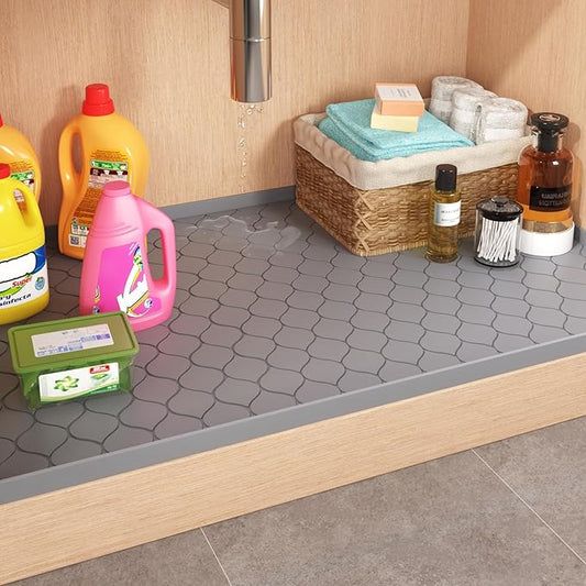 Winisok Silicone Under Sink Mat 31" x 22", kitchen Essentials and Gadgets, Shelf liner and Cabinet Protector, Home Organizers and Storage, Waterproof Bathroom Tray