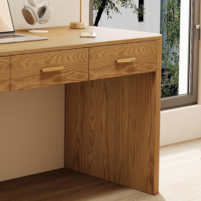 Maggym 60” Modern Writing Desk with 3 Storage Drawers, Home Office Computer Desk for Study, Workstation Table for Bedroom & Living Room