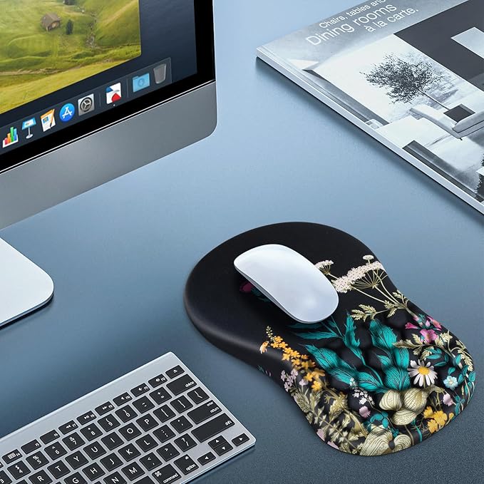Mouse Pad with Wrist Rest Ergonomic Mouse Pad Computer Wrist Support with Massage Design & Non-Slip PU Base, Comfortable Mousepad for Office Desk Accessories