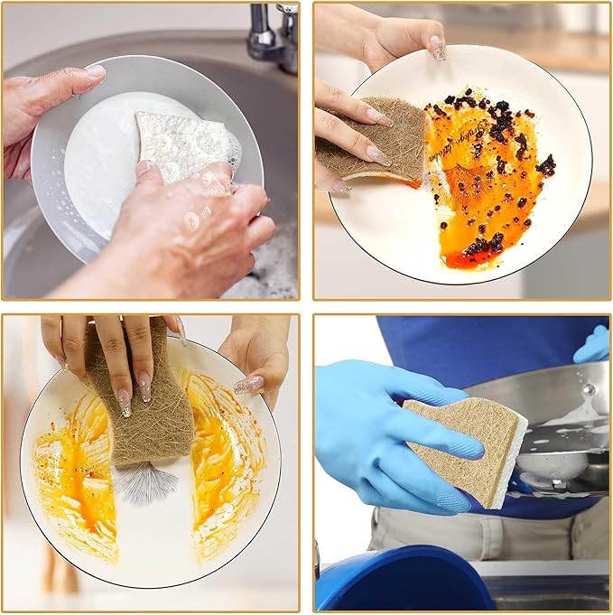 18 Pack Natural Kitchen Sponges, Biodegradable & Compostable | Non-Scratch Cellulose Coconut Fiber Sponges for Dishes, Pots & Pans | Eco-Friendly Cleaning Sponge (18)
