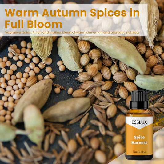 Spice Harvest Fragrance Oil, ESSLUX Aromatherapy Essential Scented Oils for Home for Diffuser, Massage, Soap, Candle Making Scents, Perfume, Humidifier, 30 ml