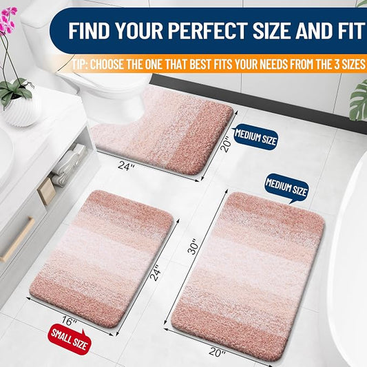 OLANLY Large Bathroom Rugs Mat 45x27, Extra Soft Absorbent Microfiber Bath Rugs, Rubber Backing, Quick Dry, Machine Washable Bath Mats for Bathroom Floor, Tub and Shower, Home Decor Accessories, Peach