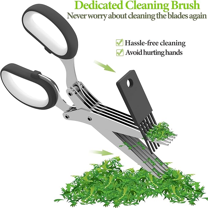 2026 Upgraded Herb Scissors, Effortless Herb Shears Cutter Tool with Sharp Stainless Steel Blades for Fresh Herbs, Must-Have Kitchen & Cooking Gadget, Black