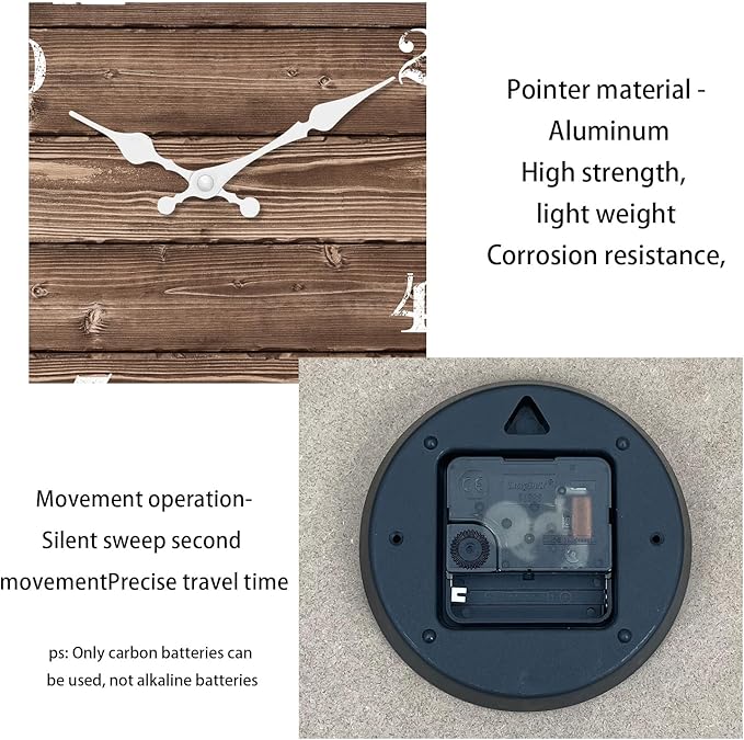 XFM Brown Wooden Wall Clock 10 Inch Silent Wall Clocks Battery Operated Decorative Farmhouse Small Rustic Wall Clock for Kitchen Living Room Office