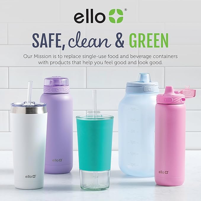 Ello DuraGlass Rounds Glass Food Storage Containers - Meal Prep Bowls with Silicone Sleeve and Airtight Lids, 2 Cup, Yucca