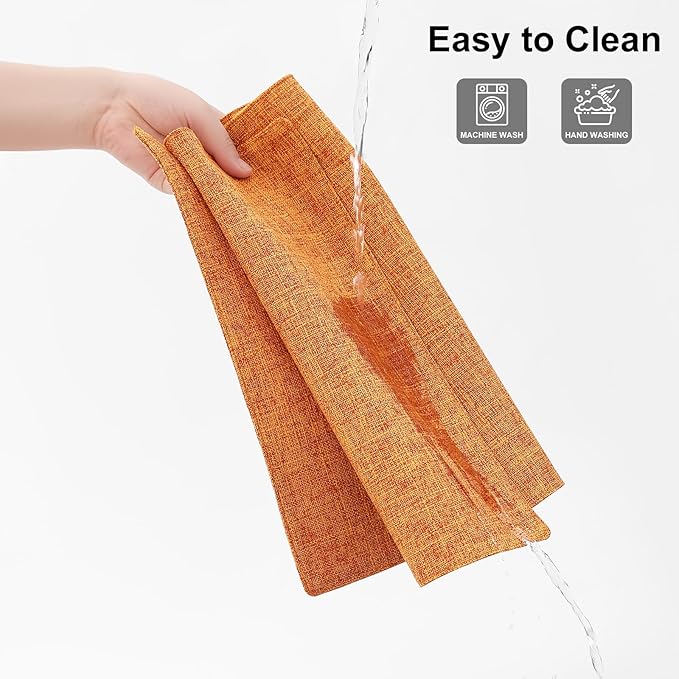 Homaxy Cloths Placemats for Dining Table Set of 4, Heat Resistant Washable Cotton Linen Blend Table Mats, Easy to Clean Place Mats for Indoor Outdoor Party Kitchen Decoration, 13" x 19", Orange