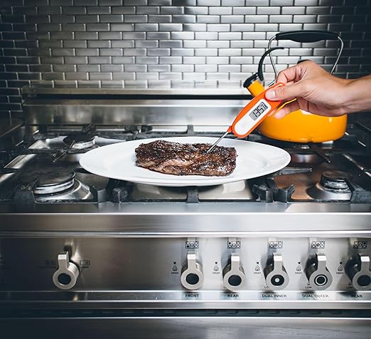Lavatools Javelinยฎ Ultra-Fast 3-Second Digital Instant Read Meat Thermometer for Grill and Cooking, 2.75" Probe, Compact Foldable Design, Large Display, IP65 Water Resistant, NSF Certified โ Butter