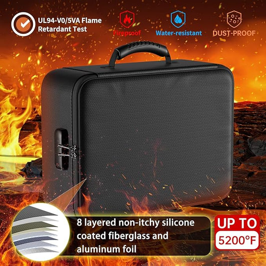 DocSafe 5200°F Document Organizer with Lock, Upgraded Heat Insulated Fireproof&Water-Resistant Box 8 Layers File Organizer, Portable Home Travel Safe Storage for Important Documents and More