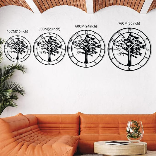 Blorple 16inch/40cm Tree of Life Large Wall Clocks for Living Room Decor,Bedroom,Battery Operated,Metal,Decorative Analog,Silent,Non Ticking Big Wall Clock(Tree of Life, 16 inches)