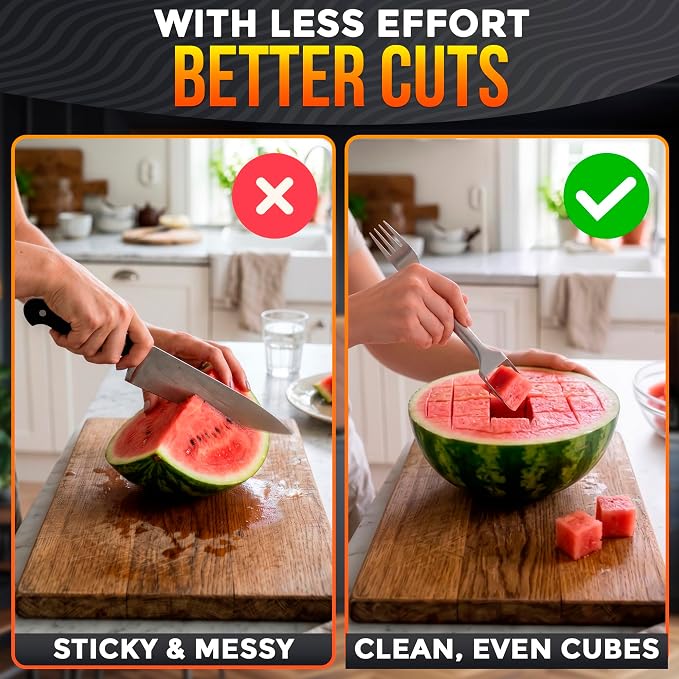 Stainless Steel Watermelon Slicer Cutter Tool – Easy Grip Durable Slicer for Watermelon, Cantaloupe, Papaya, Honeydew & More, Cut Cubes or Slices Fast | Mess-Free Prep for Parties, BBQs, Summer Snacks