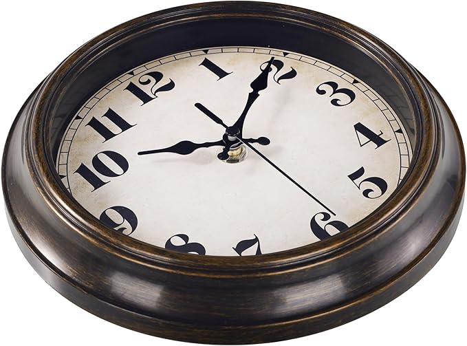 Vintage Wall Clock 8 Inch Retro Silent Wall Clocks Battery Operated for Kitchen Bathroom Bedroom Home Decor (Bronze)