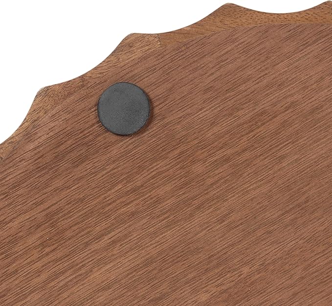Kate and Laurel Lissi Decorative Round Tray with Wavy Design, 15 Inch Diameter, Walnut Brown, Mid-Century Modern Scalloped Circle Serving Tray for Coffee Table, Ottoman, or Entryway Decor