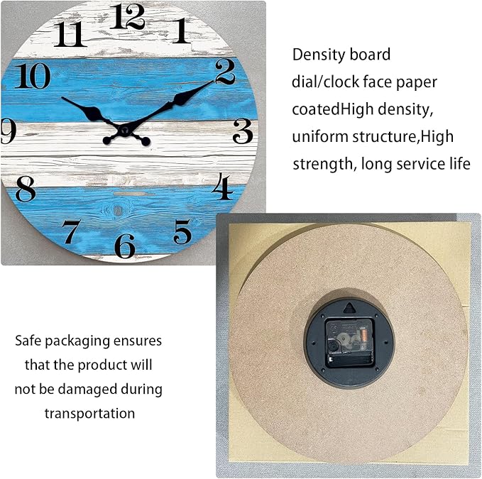 XNM 24 Inch Oversized Wall Clocks for Living Room Decor Battery Powered Clock for Wall Rustic Wall Clock Non Ticking(No Solid Wood, It is with MDF Material)