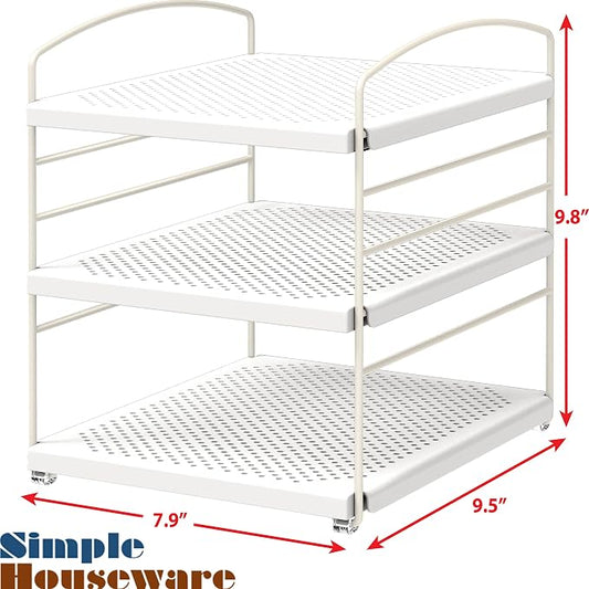 Simple Houseware Kitchen Wrap Organizer Storage Height Adjustable Rack, White