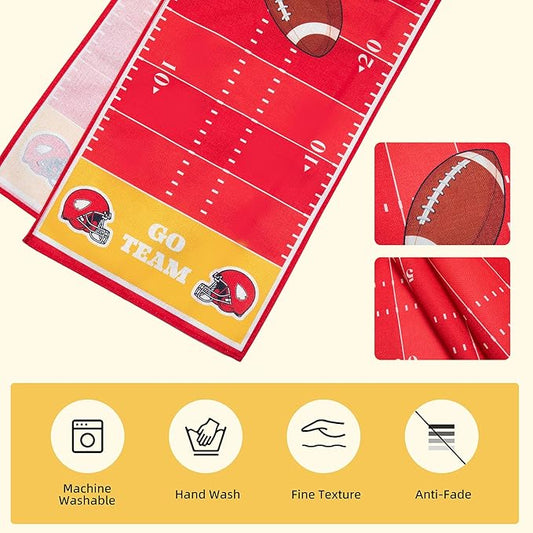 Go Team Football Table Runner Table Decorations, Touchdown Linen Table Runner for Game Day Go Team Kitchen Dining Party Supplies Decorations