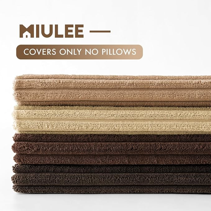 MIULEE Boho Farmhouse Throw Pillow Covers 20x20 Inch Set of 4 Rustic Mordern Neutral Cushion Covers Soft Corduroy Nordic Home Decor for Couch Bed Sofa Living Room Dark Brown