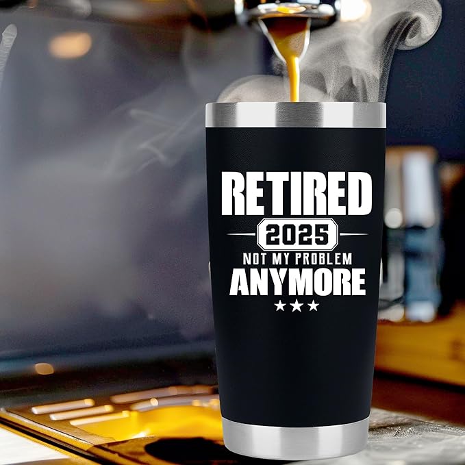 Retirement Gifts for Men 2025 - Retired Not My Problem Anymore - Funny Retired Tumbler for Men, Him, Father, Husband, Coworkers - Happy Retirement Gifts, Navy Tumbler 20 Oz (Black 20Oz 2025)
