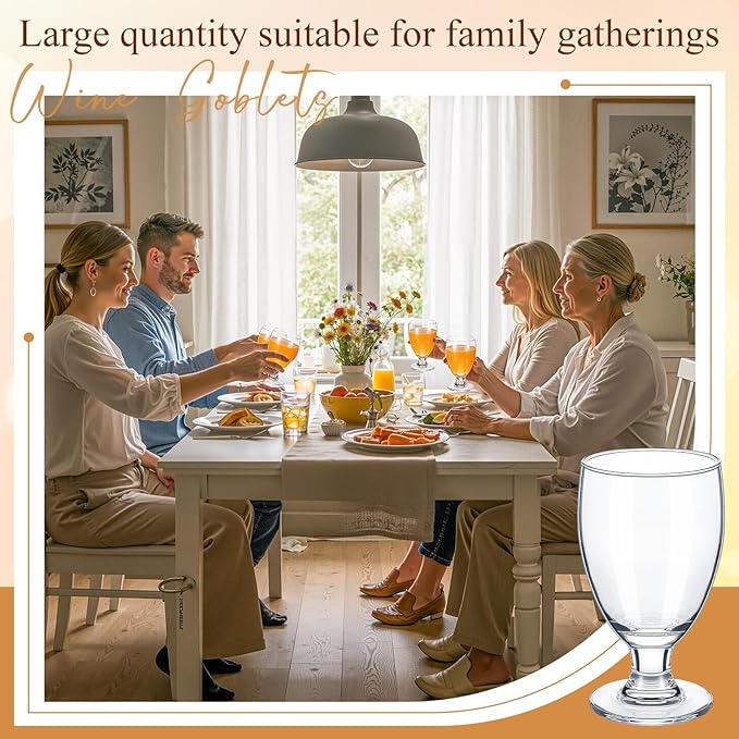 Patelai Set of 18 Clear Glasses 10.5 oz Water Goblet Glass Stemmed Water Glasses for Juice Wine Beer Tea Milk Cold Beverages Drinks Dishwasher Safe