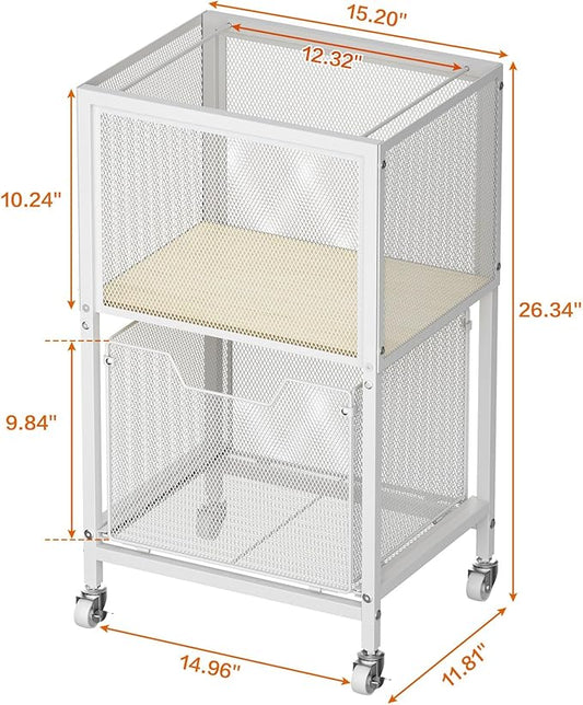 Tiaoheka Rolling File Cart, Mobile File Cabinet with Wheels Hanging Files, Hanging File Organizer Fit Letter/Legal Size Beside Under Desk for Office, Home White(Patent Pending)